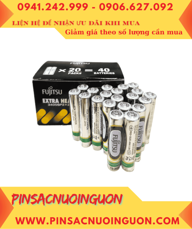 COMBO 1HỘP=40viên Pin Fujitsu R03 MN3400SP2 1.5v Heavy Duty chính hãng _Giá chỉ 145.000/Hộp 40viên