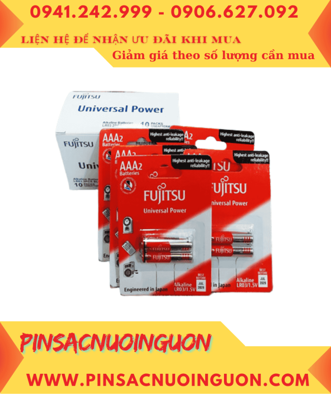 COMBO 1HỘP 10vỉ =20viên Pin AAA Fujitsu LR03-FU-W alkaline 1.5v chính hãng _Giá chỉ 229.000đ/ HỘP 20viên