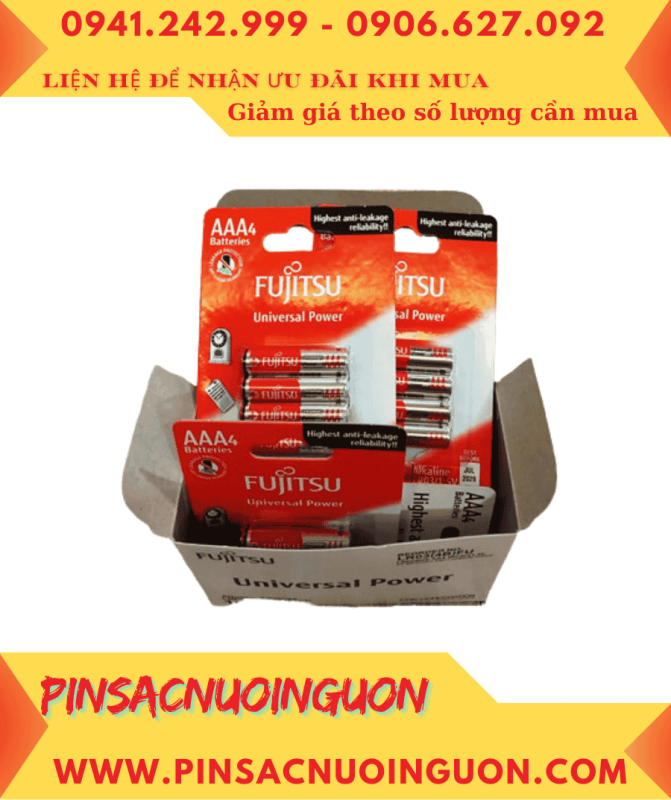 COMBO Pin AAA 1.5v Alkaline Fujitsu LR03-FU-W chính hãng 1HỘP 10vỉ =40viên Giá 419.000đ/HỘP 40viên