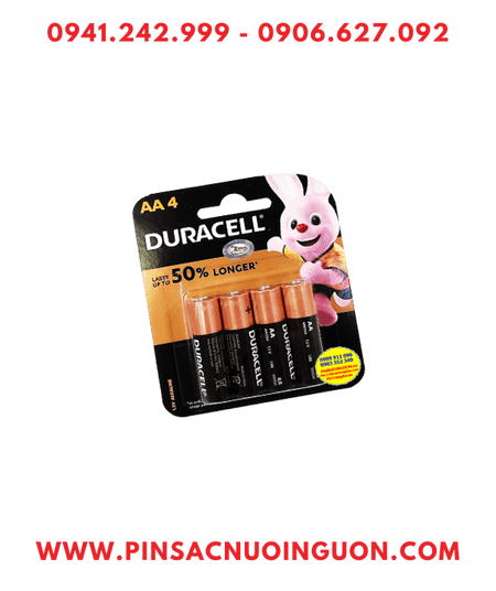 Duracell LR6 MN1500 Pin AA 1.5v alkaline Duracell LR6 MN1500B4 (Lasts up to 50% longer) /Vỉ 4viên