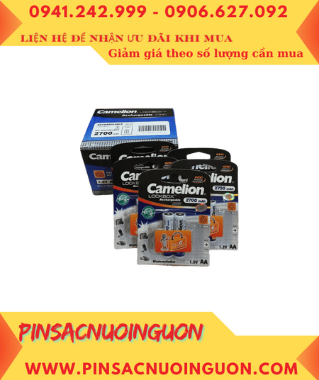 COMBO 01HỘP 12vỉ=24viên Pin sạc AA 1.2v Camelion NH-AA2700LBP2 LockBox chính hãng _Giá chỉ 876.000đ