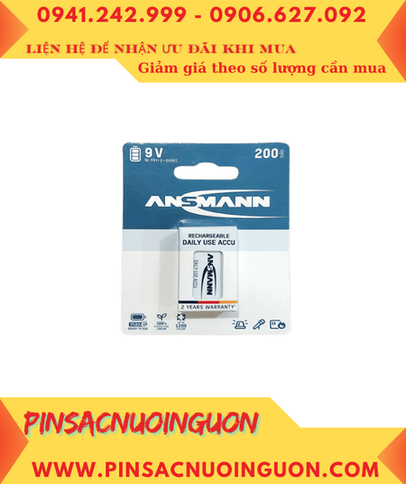 Ansman 9v 200mAh 6HR61; Pin sạc 9v 6HR61 Ansman MaxE 9v-200mAh chính hãng (Loại vỉ 1viên)