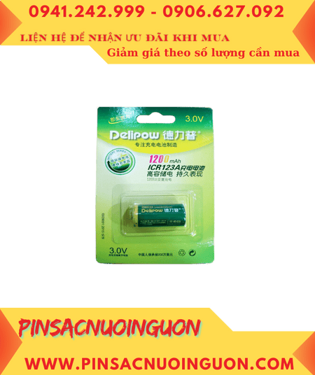 Delipow CR123A; Pin sạc 3v Lithium Delipow CR123A 1200mAh chính hãng _Bảo hành 01 tháng