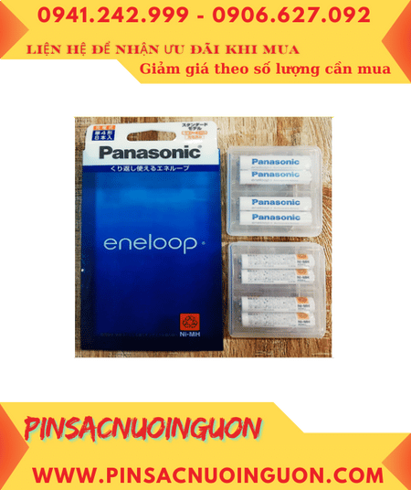 Eneloop BK-4MCC/8C, Pin sạc Panasonic Eneloop BK-4MCC/8C (AAA750mAh 1.2v) Nội địa Nhật (Vỉ 8viên)