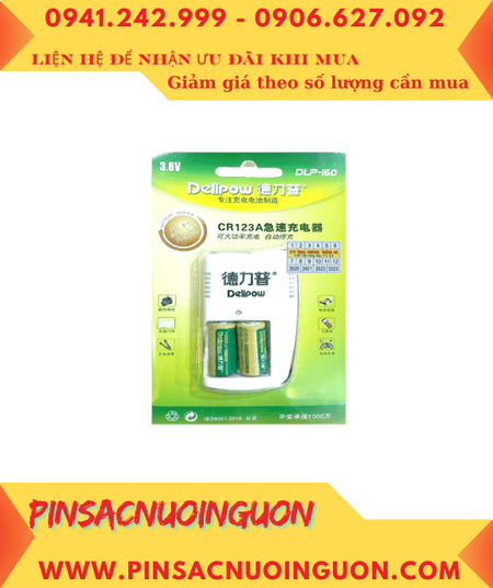 Bộ sạc pin 3v Lithium Delipow DLP-160 kèm sẳn 2 pin sạc Delipow ICR123A 1000mAh 3v