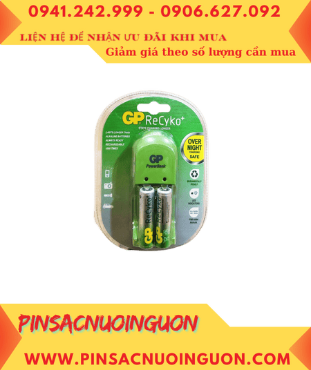 GPP360GS210B-2EE2, Bộ sạc pin AA GPP360GS210B-2EE2 kèm sẳn 02 pin sạc GP RecyKo AA2000mAh 1.2v