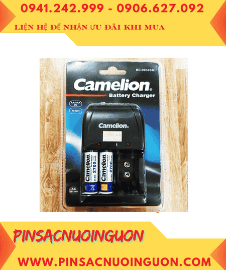 Camelion BC-0904SM _Bộ sạc pin AA kèm sẳn 2 pin sạc Camelion AA2700mAh 1.2v Lockbox