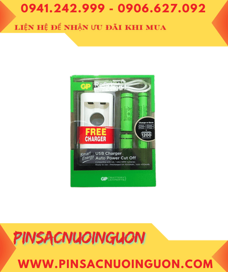 Bộ sạc Pin GPU211USB100-/40SEFRE-2GB4 -Kèm sẳn 4 Pin sạc AA1000mAh & AAA400mAh