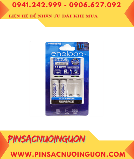 Eneloop BQ-CC51E; Bộ sạc pin AA Panasonic BQ-CC51E kèm 2 pin sạc Eneloop AA2000mAh 1.2v (Mẫu mới)