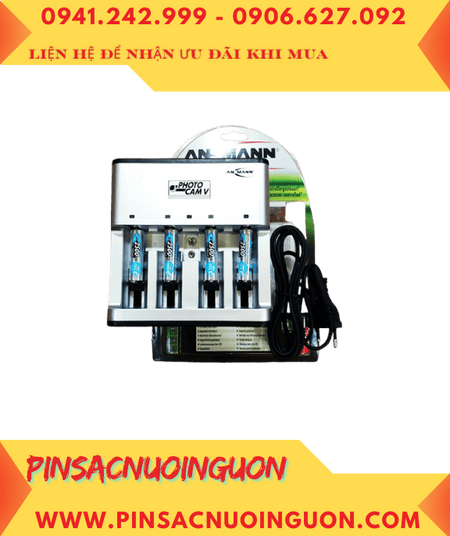 Ansman Photocam V, Bộ sạc 4viên pin AA- Kèm 4 Pin sạc Ansman MaxE AA2500mAh-1.2v Mignon chính hãng