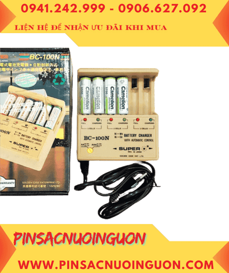 Super BC-100N, Bộ sạc 6viên Pin AA -Kèm sẳn 4 Pin sạc Camelion NH-2700ARBP2 AlwaysReady
