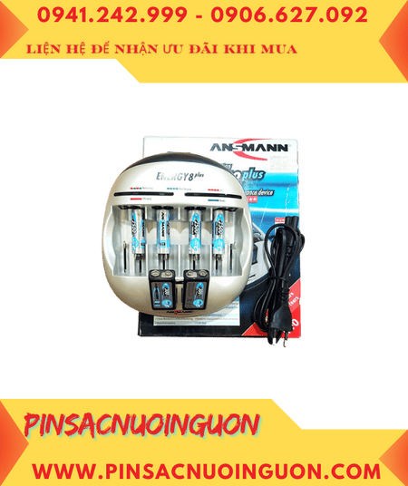 Ansman Energy 8Plus _Bộ sạc Kèm sẳn 8 Pin (6 Pin sạc MaxE AA2500mAh-1.2v và 2 Pin 9v MaxE E300mAh)