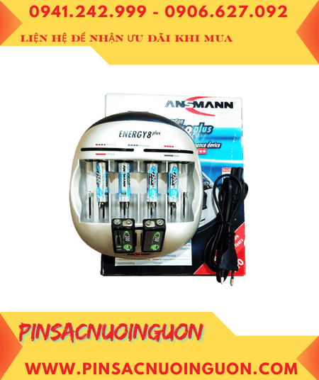 Ansman Energy 8Plus _Bộ sạc Kèm sẳn 8 Pin (6 Pin sạc MaxE AA2500mAh-1.2v và 2 Pin 9v MaxE E200mAh)