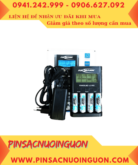 Ansman Powerline 4.2Pro _Bộ sạc pin Powerline 4.2Pro kèm 4 pin sạc Ansman AA2500mAh 1.2v MaxE