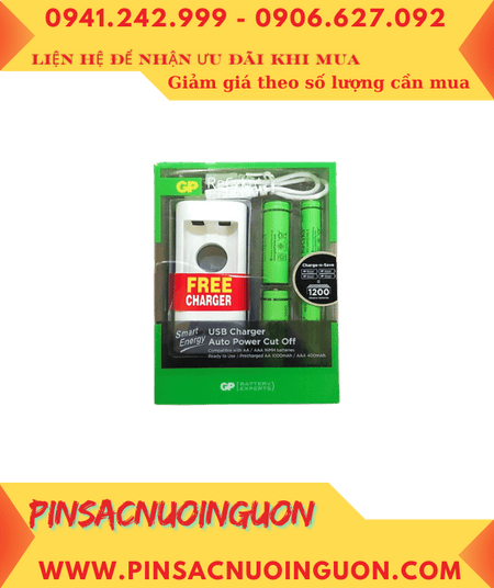 Bộ sạc Pin GPU211USB100-/40SEFRE-2GB4 -Kèm sẳn 4 Pin sạc AA1000mAh & AAA400mAh