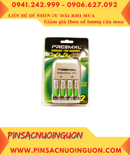 Preermxl FC001 _Bộ sạc pin AAA Preermxl FC001 (kèm 4 pin sạc Voniko AAA1000mAh 1.2v)