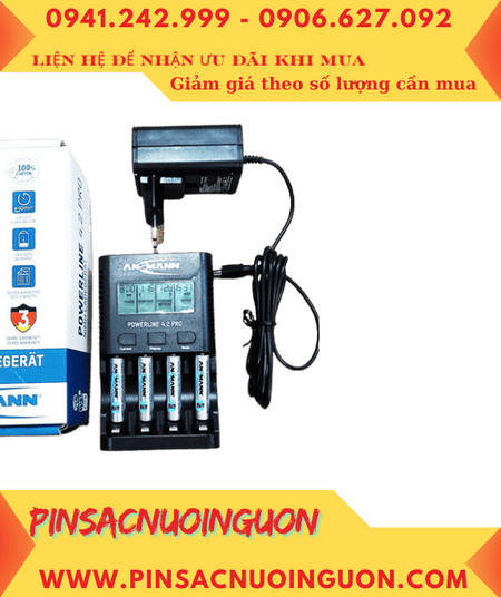 Ansman Powerline 4.2Pro _Bộ sạc 4viên pin AAA, Kèm 4 pin sạc Ansman Mignon AAA1100mAh 1.2v