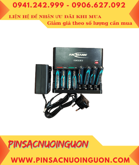 Ansman Powerline 8 _Bộ sạc pin Powerline 8 (kèm 8 pin sạc Ansman Mignon AA2850mAh 1.2v)