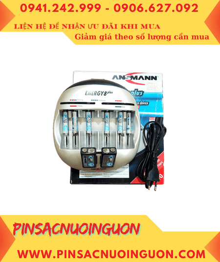 Ansman Energy 8Plus _Bộ sạc 8viên pin, Kèm sẳn 8 Pin (6 Pin sạc MaxE AAA800mAh-1.2v và 2 Pin 9v MaxE E300mAh)