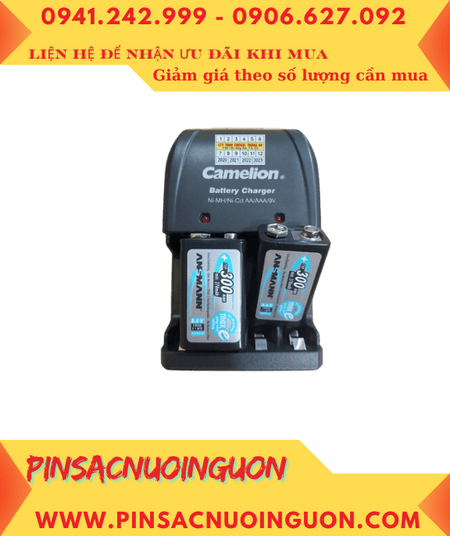 Camelion BC-0904SM _Bộ sạc pin 9v Camelion BC-0904SM kèm 2 pin sạc 9v Ansman E300 (9v 300mAh)