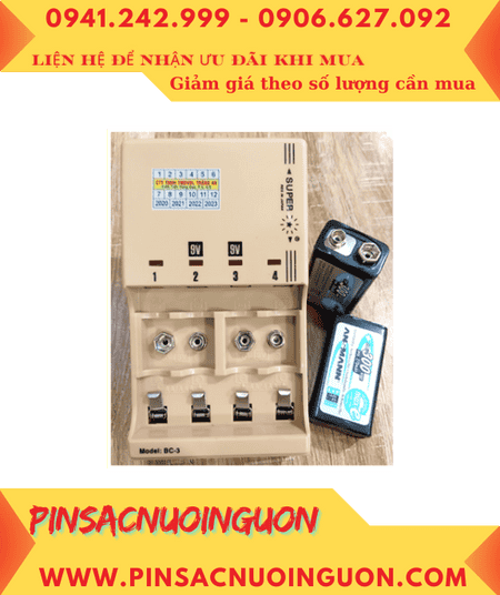 Super BC-3 _Bộ sạc pin Super BC-3 kèm sẳn 2 pin sạc 9v Ansman E300 (9v 300mAh) chính hãng