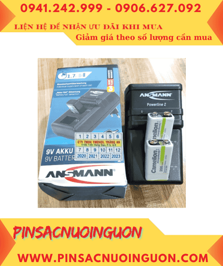 Ansman Powerline 2 _Bộ sạc Powerline 2 kèm 2 pin sạc 9v Camelion NH-9v200ARBP1 (9v200mAh) Vỏ TRẮNG