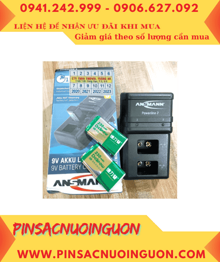Ansman Powerline 2 _Bộ sạc Powerline 2 kèm 2 pin sạc 9v Delipow 9v 230mAh chính hãng