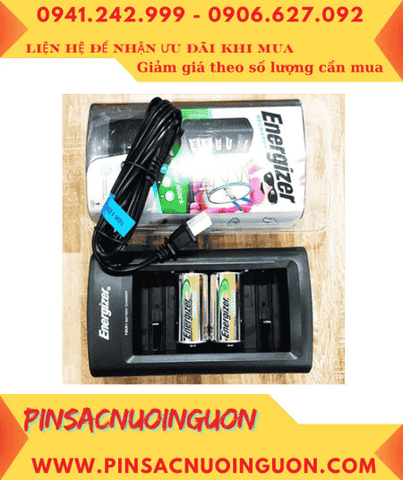 Energizer CHFC _Bộ sạc 4viên pin đại D 1.2v -Kèm sẳn 2 Pin sạc Energizer NH50-BP2 (D2500-1.2v)