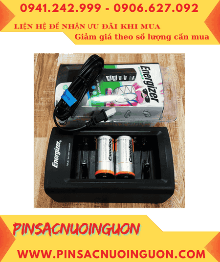 Energizer CHFC _Bộ sạc 4viên pin đại D 1.2v -Kèm sẳn 2 Pin sạc Camelion NH-D10000BP2 (D10.000mAh-1.2v)