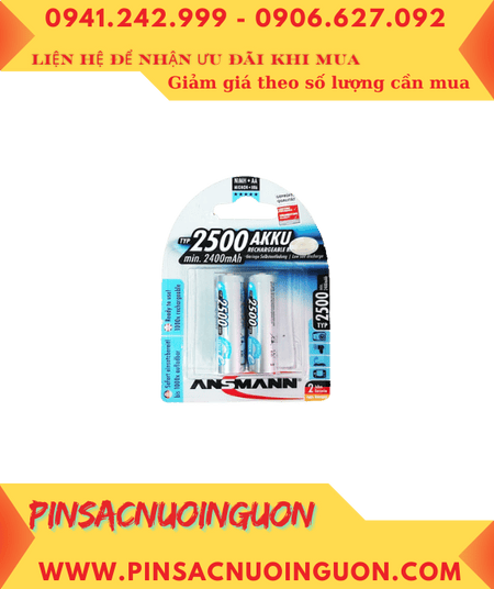 Pin Ansman AA2500mAh; Pin sạc AA 1.2v Ansman AA2500 BLue-BL2 maxE chính hãng (Loại vỉ 2viên)