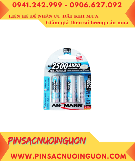 Ansman AA2500mAh; Pin sạc NiMh AA 1.2v Ansman AA2500mAh Mignon chính hãng (Loại vỉ 4viên)