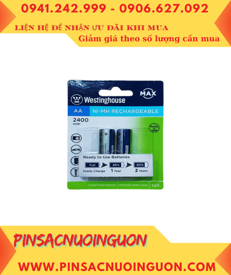 WestingHouse HR6 AA2400mAh, Pin sạc AA 1.2v WestingHouse HR6, AA2400mAh (Vỉ 2viên)