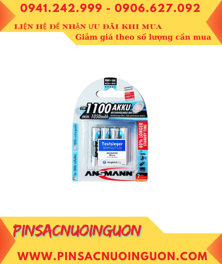 Pin Ansman AAA1100MAH, Pin sạc AAA 1.2v Ansman AAA1100mAh -BL4 Mignon chính hãng (Loại Vỉ 4viên)