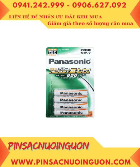 Panasonic Evolta BK-4LLB/2B, Pin sạc AAA 650mAh 1.2v Thị trường Nội địa Nhật chính hãng (Loại vỉ 4viên)