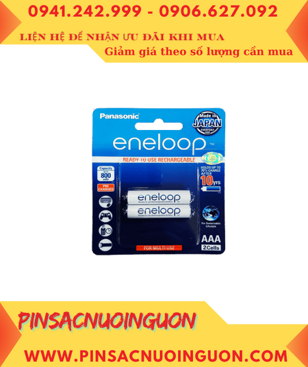 Panasonic Eneloop BK-4MCCE/2BT Pin sạc AAA800mAh 1.2v chính hãng, Xuất xứ NHẬT (Vỉ 2viên)