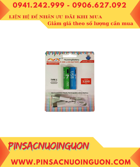 Nuoxing USBAAA1200X2, Pin sạc Lithium 1.5V Nuoxing USBAAA1200X2 (AAA1200mWh) chính hãng