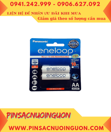 Eneloop BK-3MCCE/2BT; Pin sạc AA2000mAh 1.2v Panasonic Eneloop BK-3MCCE/2BT(Nhật)_Vỉ 2viên