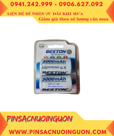 Beston D5000mAh, Pin sạc 1.2V Beston R20 D5000mAh (Nikcel Metal Hydride) chính hãng /Vỉ 2viên