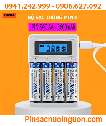 BMAX BH-USB-C02, Máy sạc pin AA, AAA BMAX BH-USB-C02 (Màn hình LCD, Sạc 2-4 Pin, Tự ngắt khi pin đầy)
