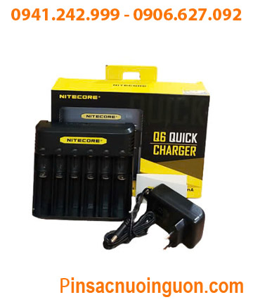 Nitecore Q6; Máy sạc pin Lithium 3.7v Nitecore Q6 _sạc được 1,2,3,4,5,6 Pin 18650,16340,14500,18350,...