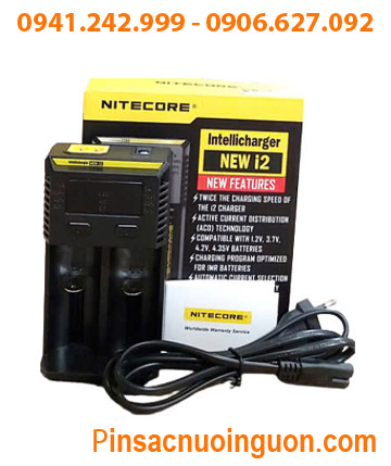 Nitecore New i2; Máy sạc pin NiMh-NiCd-Lithium Nitecore New i2 _Sạc được 1,2 pin _Có màn hình LCD