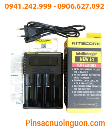 Nitecore New i4 _Máy sạc Pin Lithium & NiMh với 4 Khe sạc (18650, 18500, 16340, 14500, 21700, 26650, AA,C) /Tự ngắt