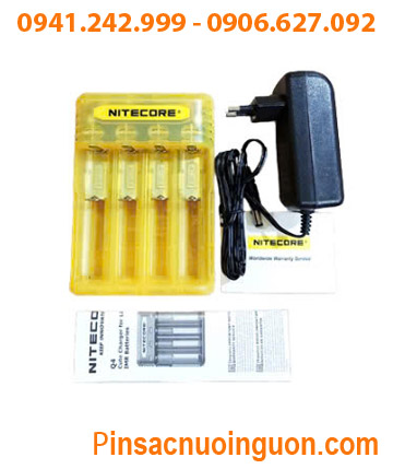 Nitecore Q4; Máy sạc pin Lithium 3.7v Nitecore Q4 _Sạc được 1,2,3,4 Pin 18650, 14500, 18350, 16340, CR123A,..