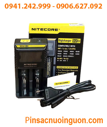 Máy sạc Nitecore D2 _02 khe _màn hình LCD _sạc 1,2 pin 18650, 16340, 14500, 18350, 123, 26500,..