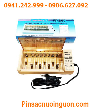 Super BC2500 _Máy sạc 6 đến 8 pin AA,AAA,C,D,9V Super BC-2500 chính hãng| Bảo hành 1 năm