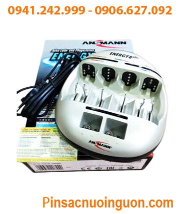 Máy sạc 6 đến 8 Pin Ansmann Energy 8 Plus đa năng, sạc pin AA/AAA/C/D/9V chính hãng Ansmann Đức/ hàng có sẳn