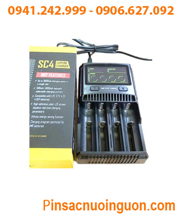 Máy sạc pin Nitecore SC4 _04 Khe sạc Nhanh_Có màn hình LCD _Đo dung lượng pin _tự tắt điện khi pin sạc đầy