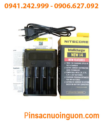 Nitecore New i4 _Máy sạc Pin Lithium & NiMh với 4 Khe sạc (18650, 18500, 16340, 14500, 21700, 26650, AA,C) /Tự ngắt
