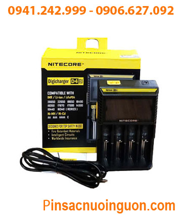 Nitecore D4 _Máy sạc Pin Lithium & NiMh (18650, 18500, 14500, 16340, 21700, 26650) 04 khe sạc, màn hình LCD, tự ngắt