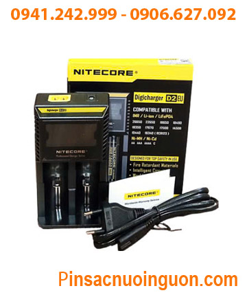 Nitecore D2 - Máy sạc Pin 18650, 18350, 16340, 14500, 21700, 26650, AA, AAA, LiFePO4 (với 02 Khe sạc) /Tự ngắt điện